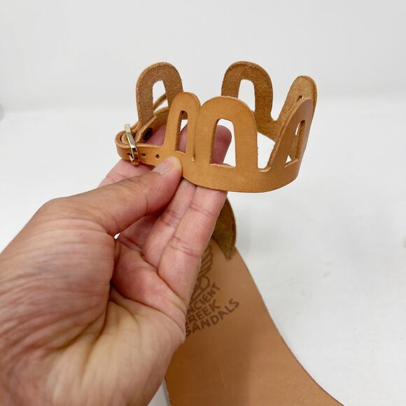Ancient Greek Sandals Womens 37 Natural Brown Ankle Cut Out Leather Sandals 7 - Picture 8 of 10